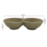 Lemon Tree Beige Ceramic 2-Section Small Partition Dish – Elegant Bowl for Snacks & Dips